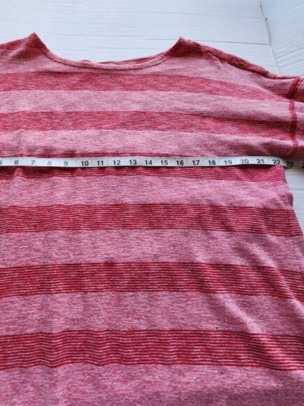 T By Talbots Woman's Size XL Heather Pink & Red Striped Long Sleeve Pullover Top - Picture 12 of 15